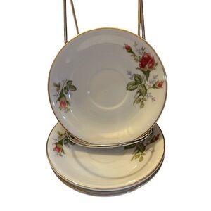 Vintage Chadwick-Miller ‘Rosebud’ Pattern with Gold Trim (3) Saucers